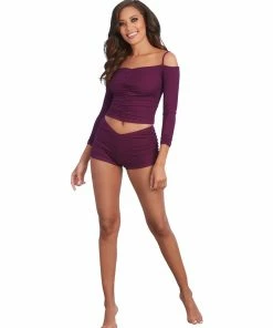Dreamgirl International LOUNGE & SLEEP Soft Rib-Knit Jersey Two-Piece Sleepwear Top And Shorts Set 7 Dreamgirl International LOUNGE & SLEEP Soft Rib-Knit Jersey Two-Piece Sleepwear Top And Shorts Set