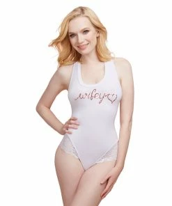 Dreamgirl International Bodysuits & Teddies Soft Spandex Jersey 'Wifey' Bodysuit With Thong Back
