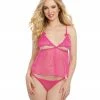 Dreamgirl International Babydolls & Chemises Strappy Fly-A-Way Babydoll & Panty Set W/ Back Bow Detail