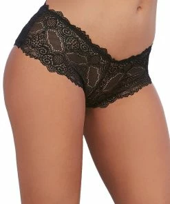 Dreamgirl International LINGERIE Stretch Galloon Lace And Microfiber Panty With Peek-A-Boo Back