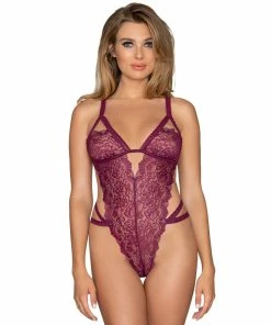 Dreamgirl International What's New Crotchless Strappy Lace Teddy