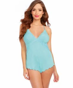 Dreamgirl International Stretch Jersey Romper With Stretch Galloon Lace Underbust