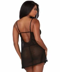 Dreamgirl International Stretch Mesh Chemise & Robe Set