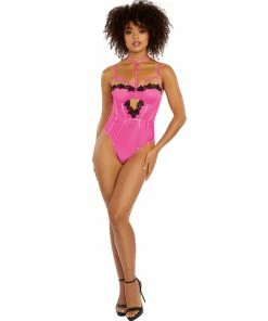 Dreamgirl International Stretch Mesh & Venise Lace Teddy
