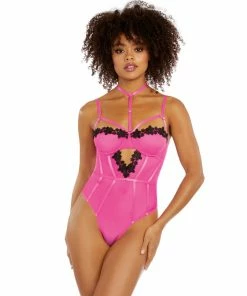 Dreamgirl International Stretch Mesh & Venise Lace Teddy