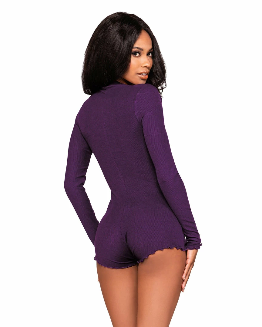 Dreamgirl International Stretch Rib Knit Sleepwear Romper With Plunge Neckline What's New 3 Dreamgirl International Stretch Rib Knit Sleepwear Romper With Plunge Neckline What's New