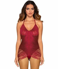 Dreamgirl International Stretch Spandex Mesh Halter Teddy With Strappy Back Detail What's New