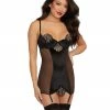 Dreamgirl International Stretch Velvet & Mesh Garter Slip With Art Deco Inspired Sequin Embroidery Applique Garter Slips