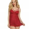 Dreamgirl International Stretch Mesh Push Up Cup Babydoll With Stretch Mesh Skirt Cottage Core