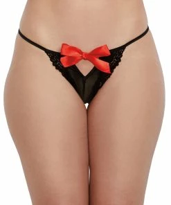 Dreamgirl International Sparkle Mesh Babydoll Set With Satin Bow Detail & Open Lace Panty Babydolls & Chemises